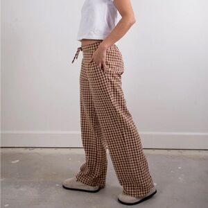 Sonderhaus The Perfect Pant in Brown Gingham Size Small - NWT